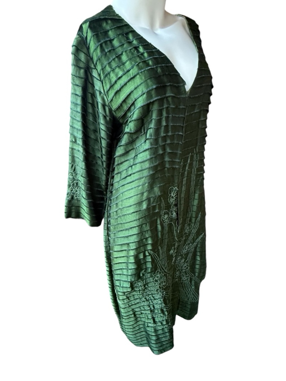 Zina Gorgeous Green silk midi jacket Medium
